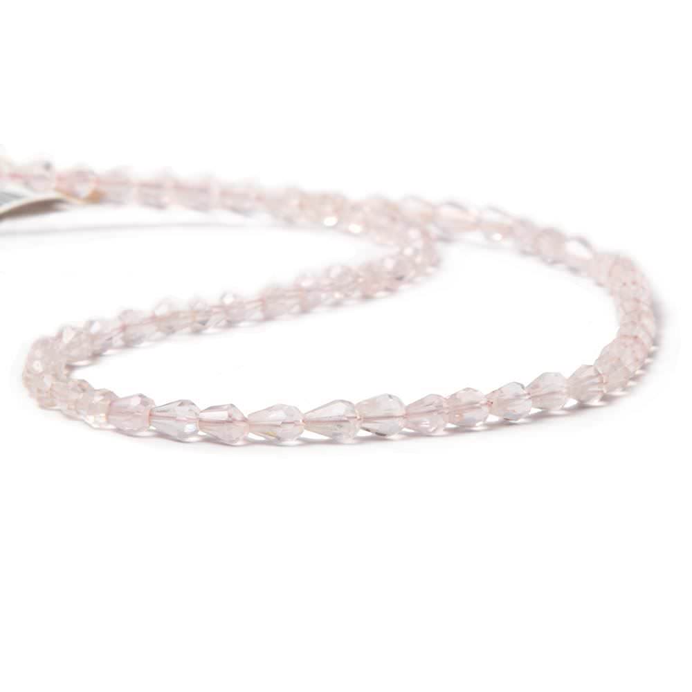 3x5-5x3mm Rose Quartz Straight Drilled Faceted Tear Drop Beads 14.5 inch 90 pieces