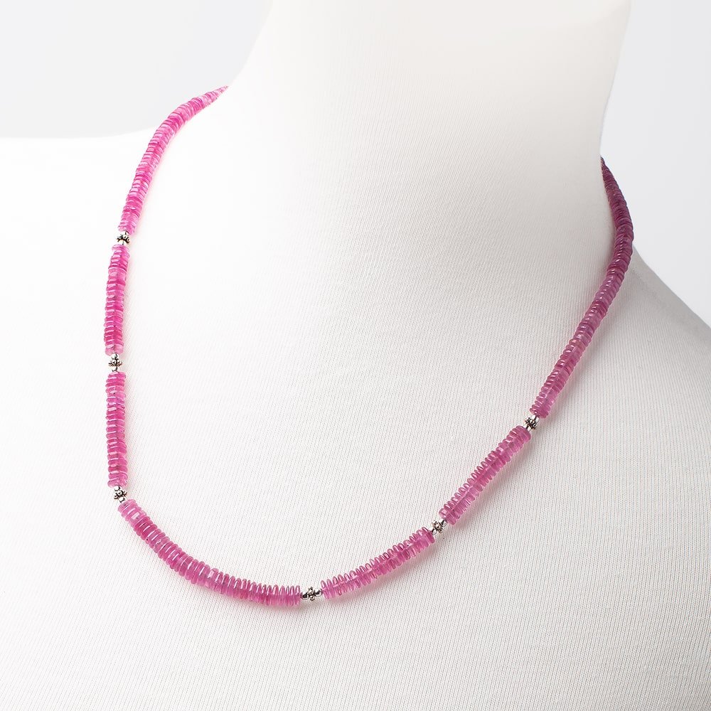 Ruby Plain Heishi Necklace AAA