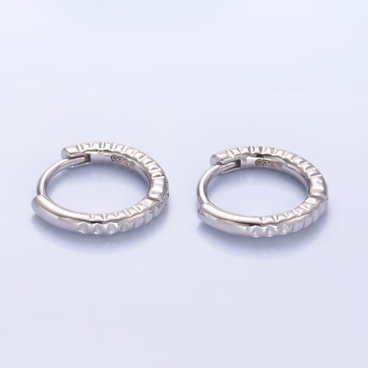 S925 Sterling Silver 13mm Edged Cartilage Huggie Earrings | SL-595