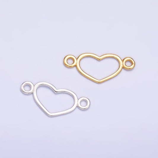 S925 Sterling Silver 5.5mm Open Heart Connector in Gold & Silver | SL-614