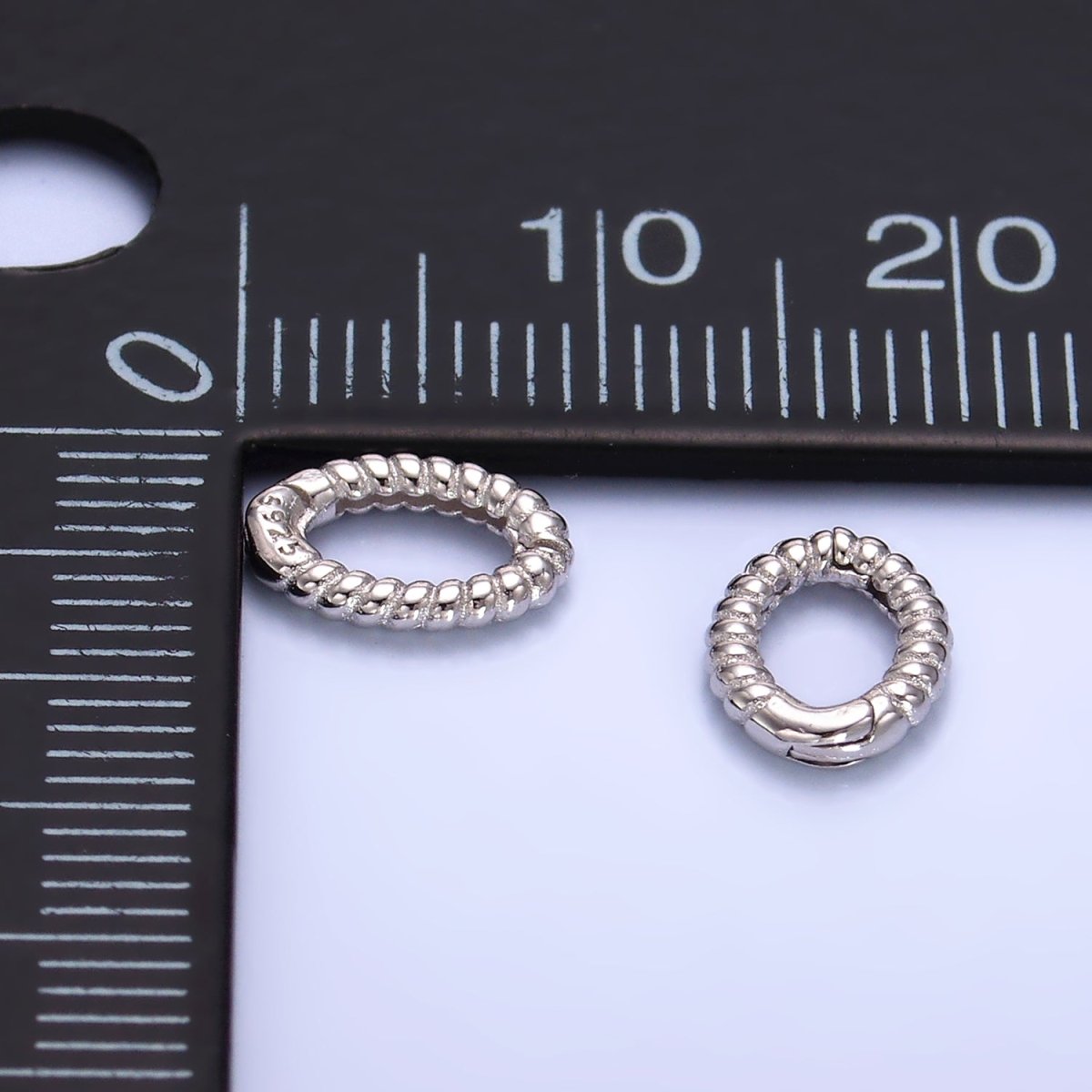 S925 Sterling Silver 9mm Pull Ribbed Oblong Finding | SL-543