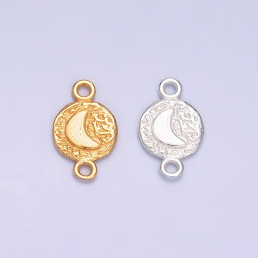 S925 Sterling Silver Celestial Moon Hammered Connector in Gold & Silver | SL-588