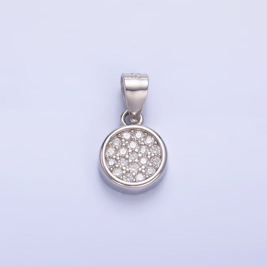 S925 Sterling Silver Clear CZ Micro Paved CZ Round Pendant | SL-604