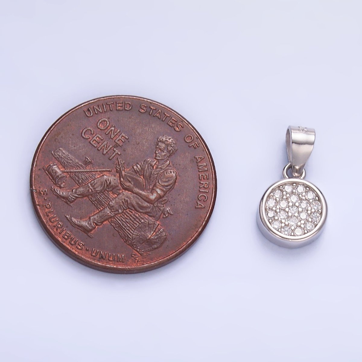 S925 Sterling Silver Clear CZ Micro Paved CZ Round Pendant | SL-604