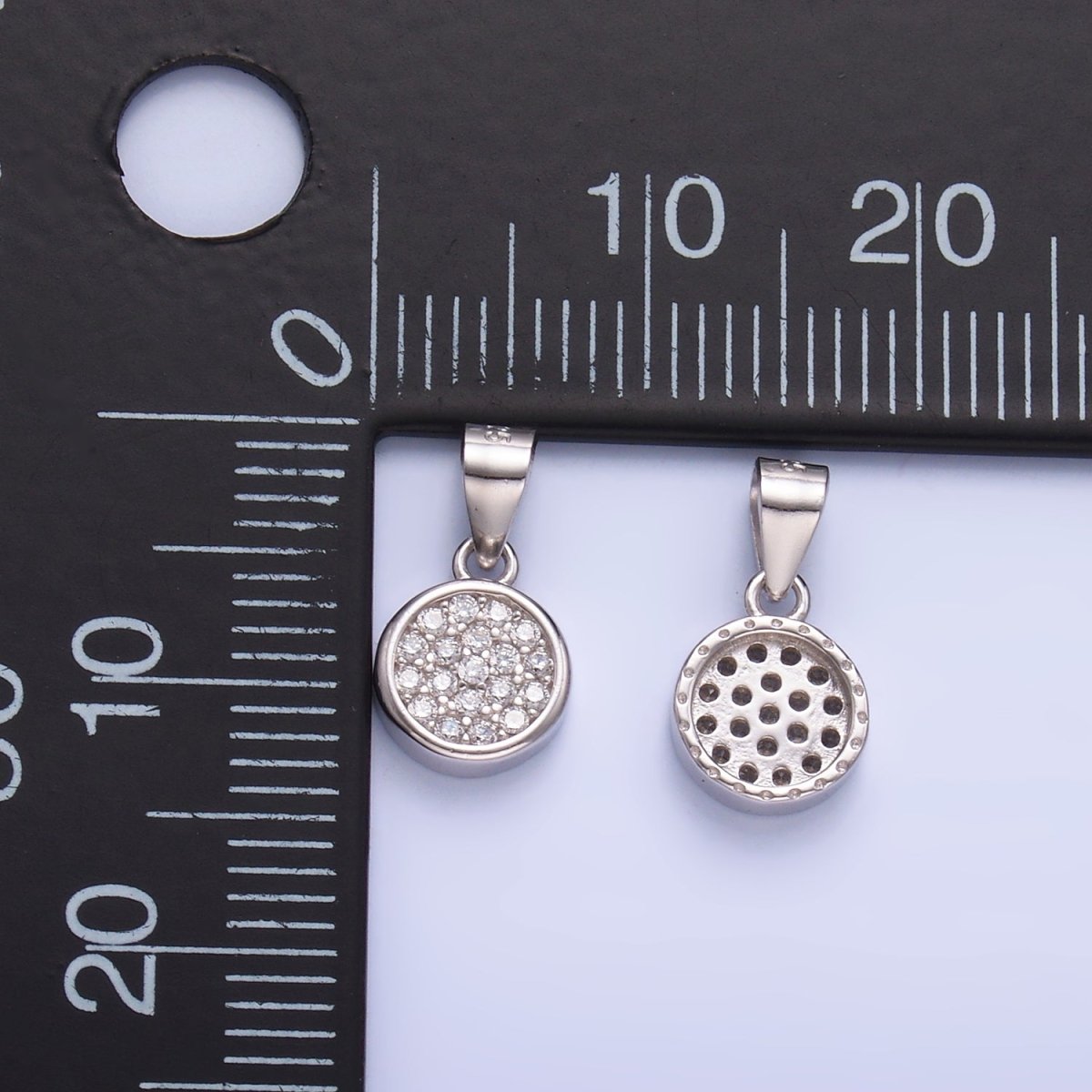 S925 Sterling Silver Clear CZ Micro Paved CZ Round Pendant | SL-604