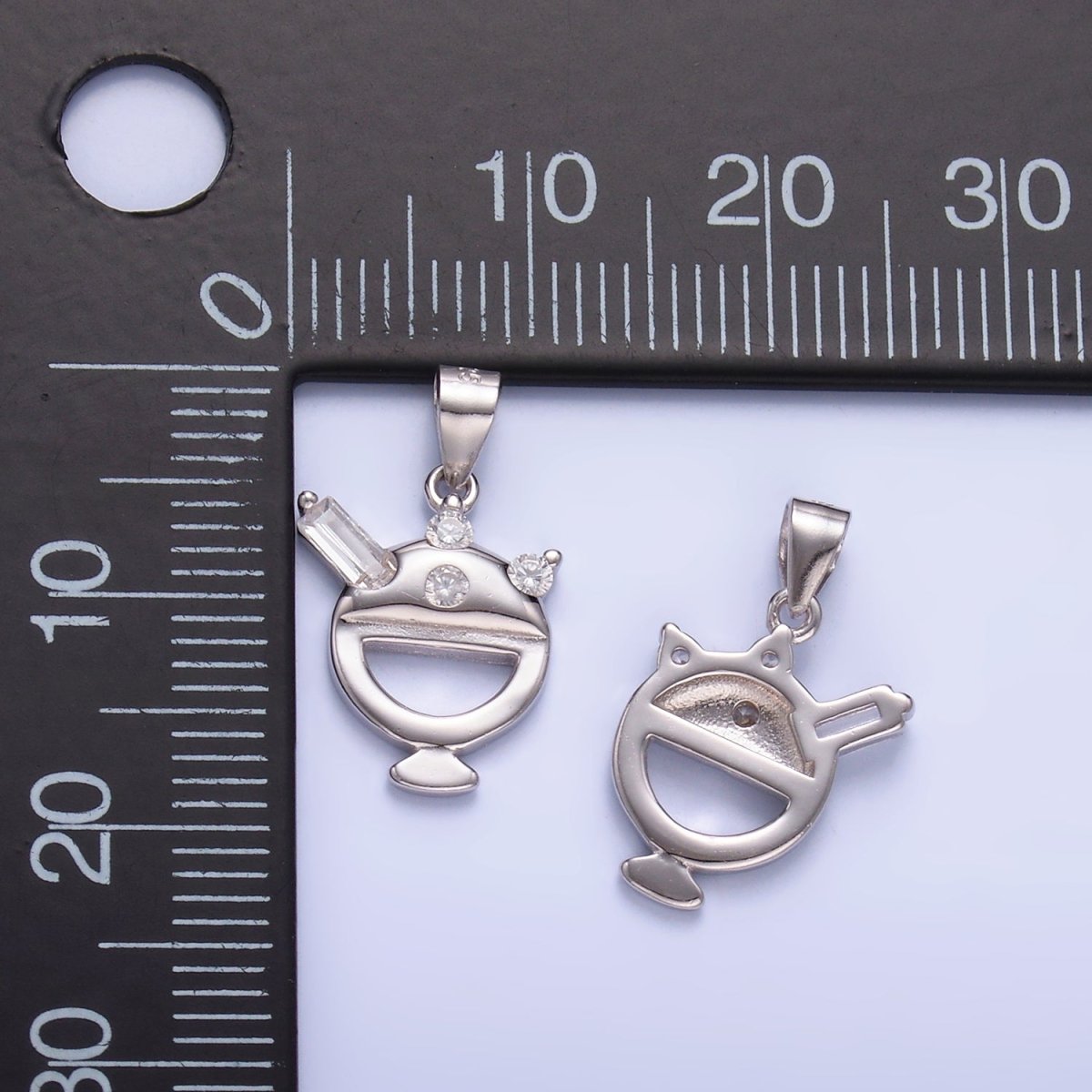 S925 Sterling Silver CZ Baguette Ice Cream Sundae Dessert Pendant | SL-605