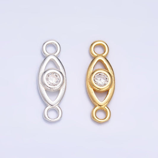 S925 Sterling Silver CZ Evil Eye Open Connector in Gold & Silver | SL-610