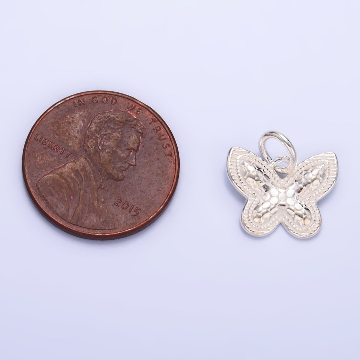 S925 Sterling Silver Dotted Geometric Butterfly Animal Charm | SL-528