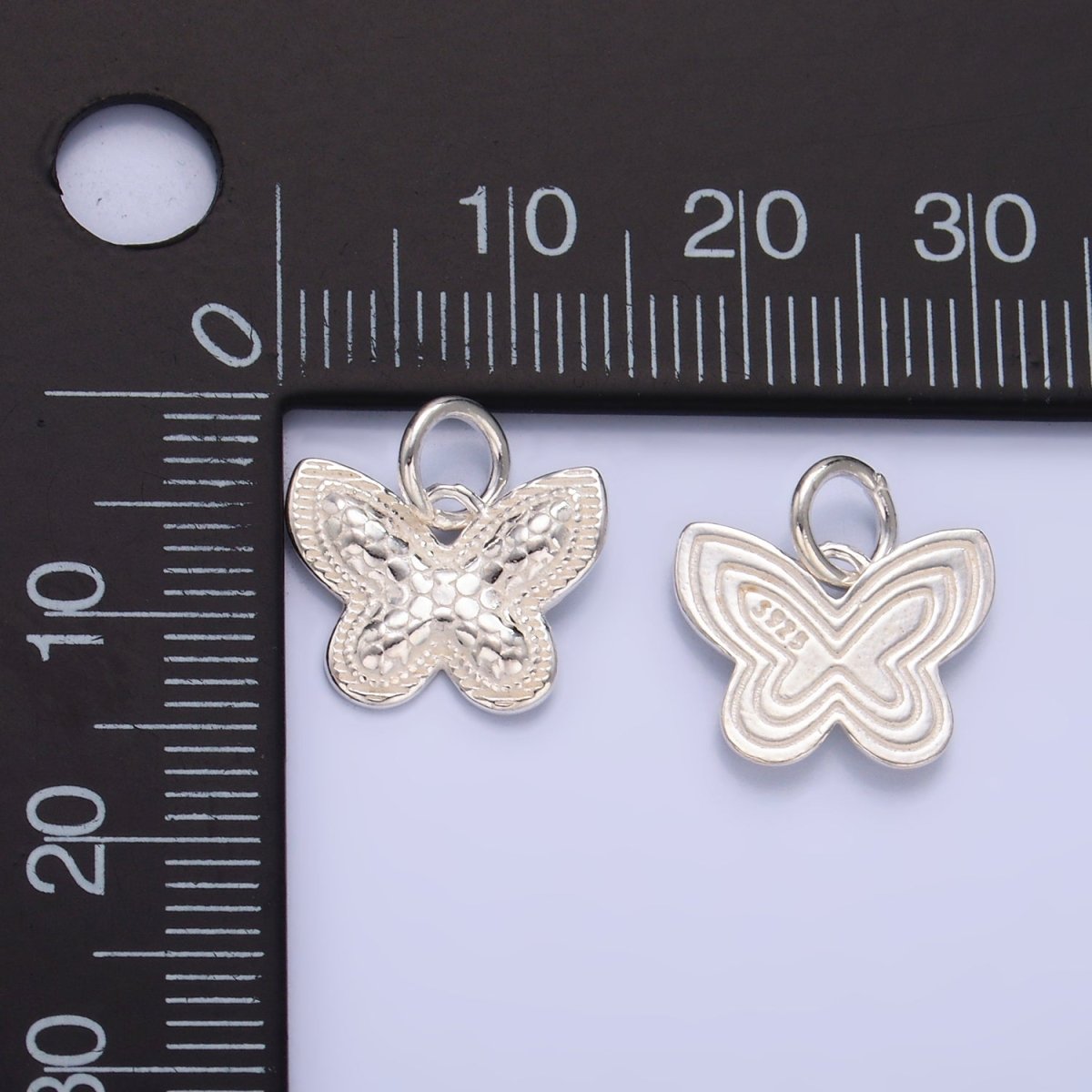 S925 Sterling Silver Dotted Geometric Butterfly Animal Charm | SL-528