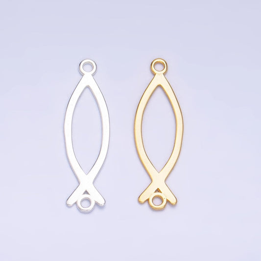 S925 Sterling Silver Fish Minimalist Connector in Gold & Silver | SL-587