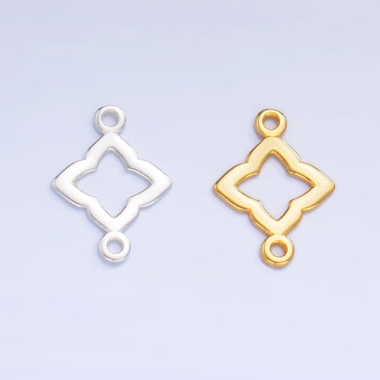 S925 Sterling Silver Floral Clover Flower Charm Connector in Gold & Silver | SL-592