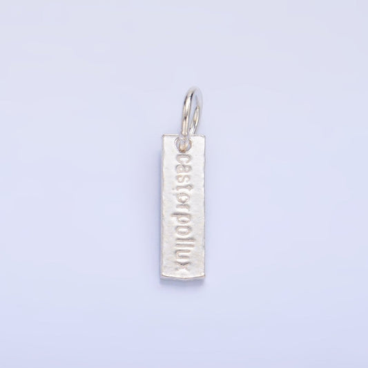 S925 Sterling Silver Greek Mythology Castor Pollux Script Tag Charm | SL-537