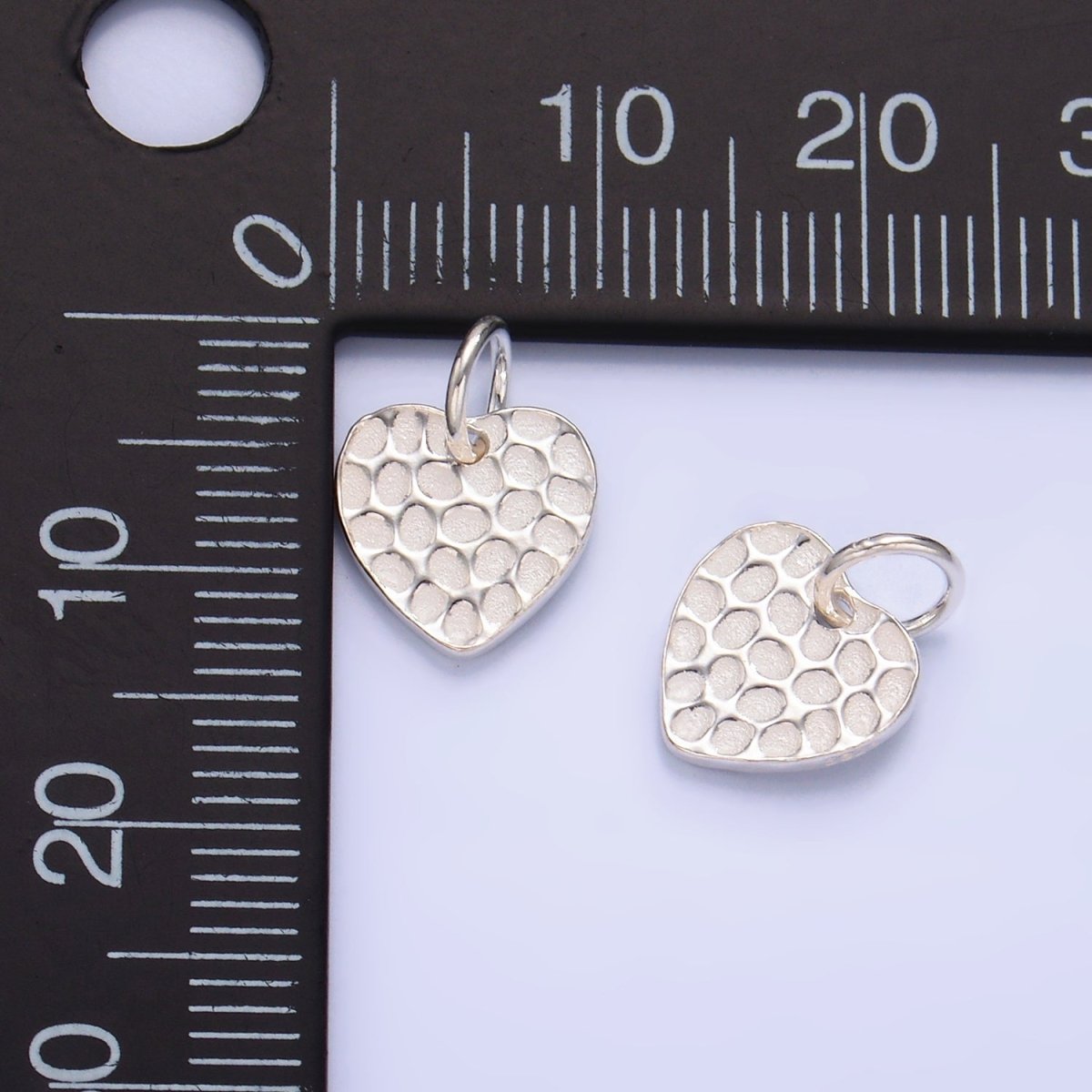 S925 Sterling Silver Hammered Heart Charm | SL-534