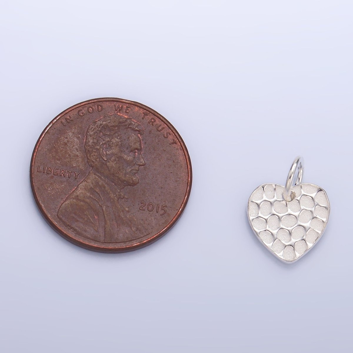 S925 Sterling Silver Hammered Heart Charm | SL-534