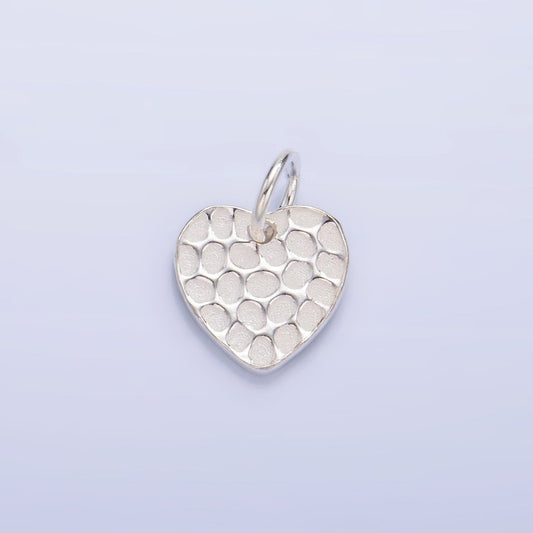 S925 Sterling Silver Hammered Heart Charm | SL-534