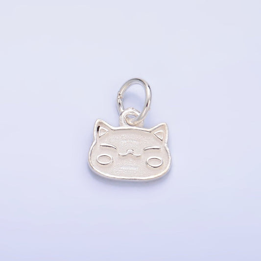 S925 Sterling Silver Kitten Cat Face Animal Charm | SL-532