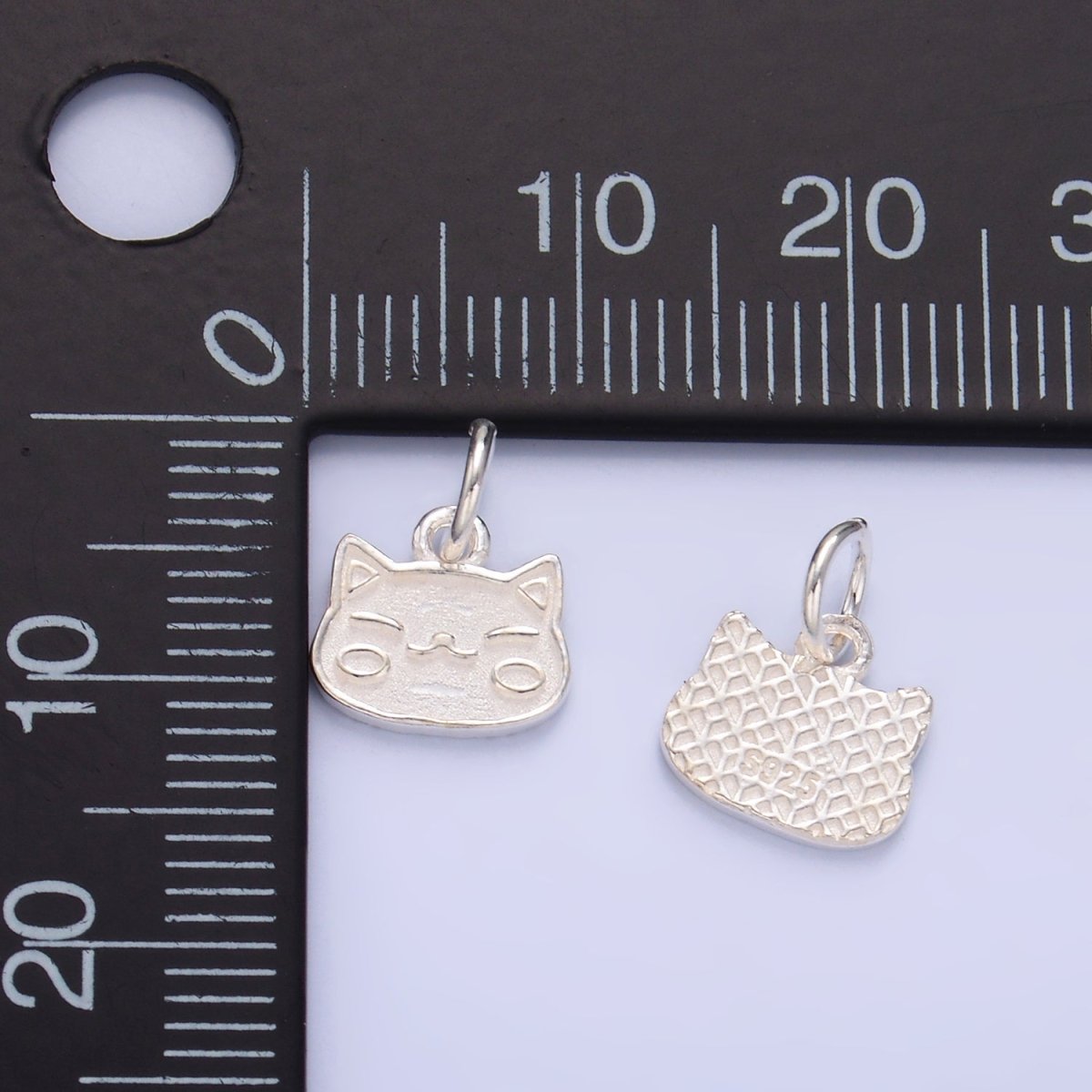 S925 Sterling Silver Kitten Cat Face Animal Charm | SL-532