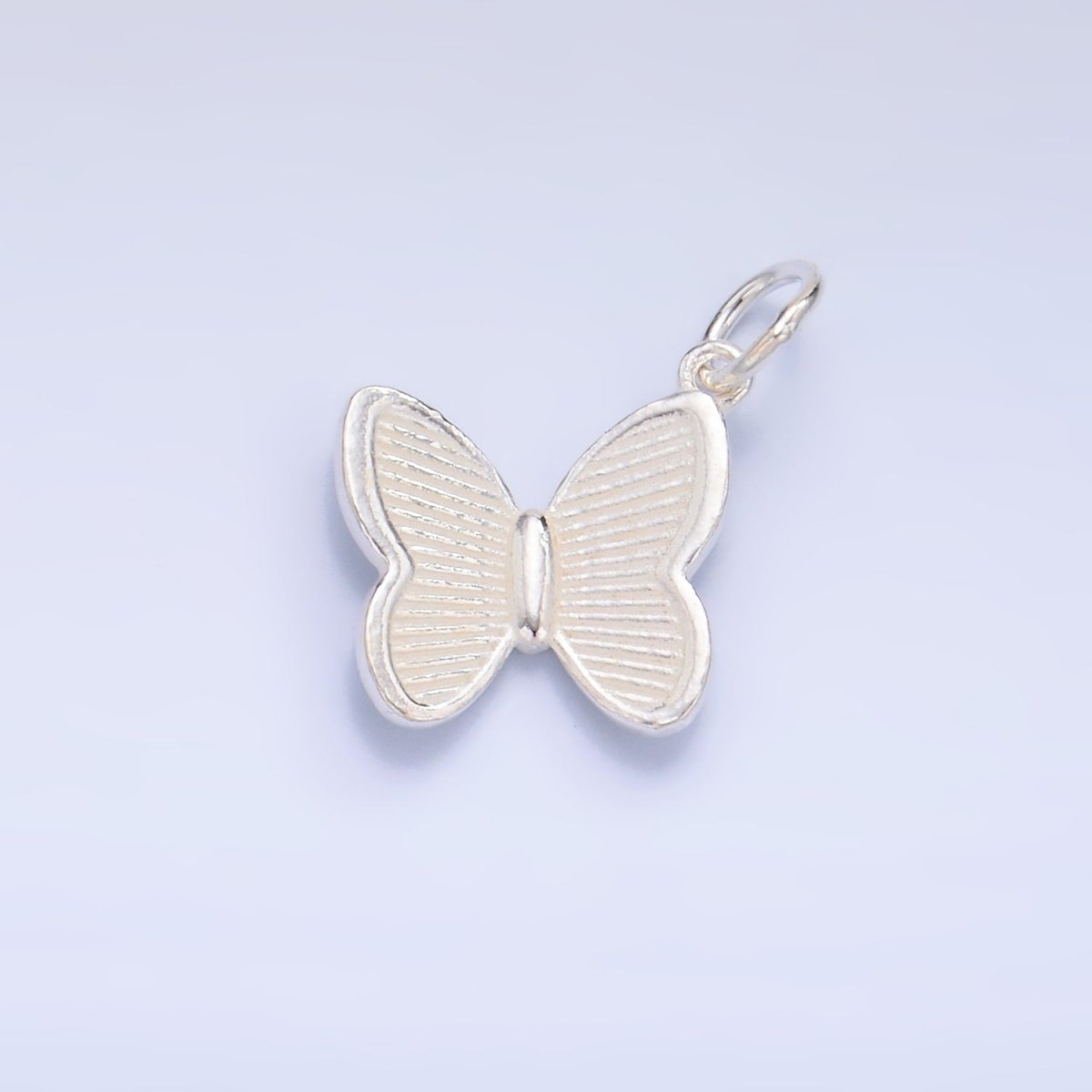 S925 Sterling Silver Line-Textured Butterfly Insect Charm | SL-529