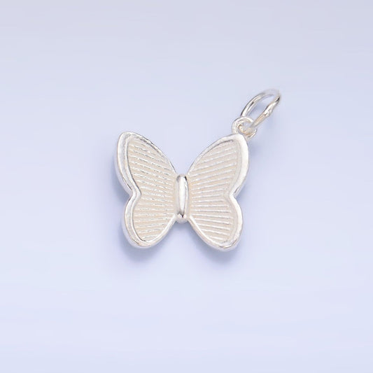S925 Sterling Silver Line-Textured Butterfly Insect Charm | SL-529