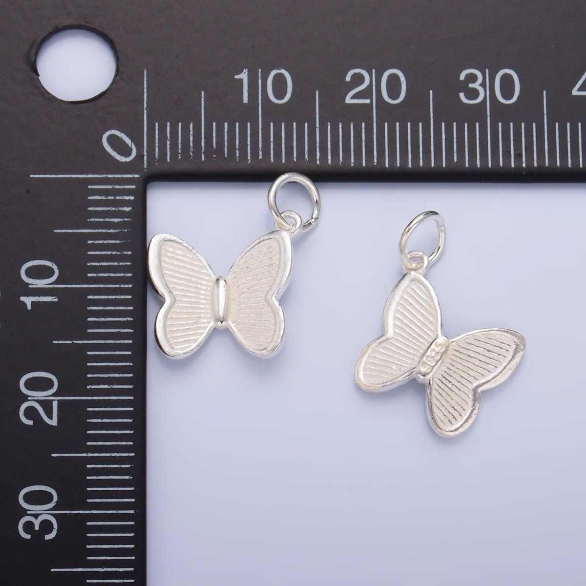 S925 Sterling Silver Line-Textured Butterfly Insect Charm | SL-529