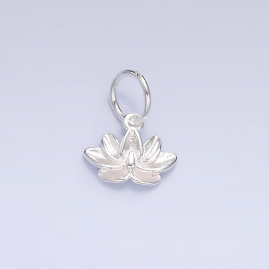 S925 Sterling Silver Lotus Flower Floral Charm | SL-519