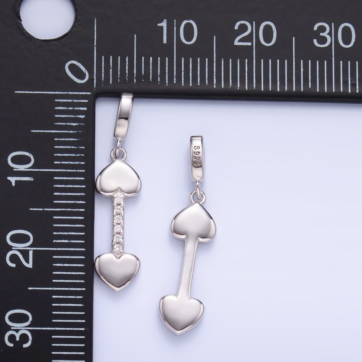 S925 Sterling Silver Micro Paved CZ Heart Arrow Pendant | SL-605