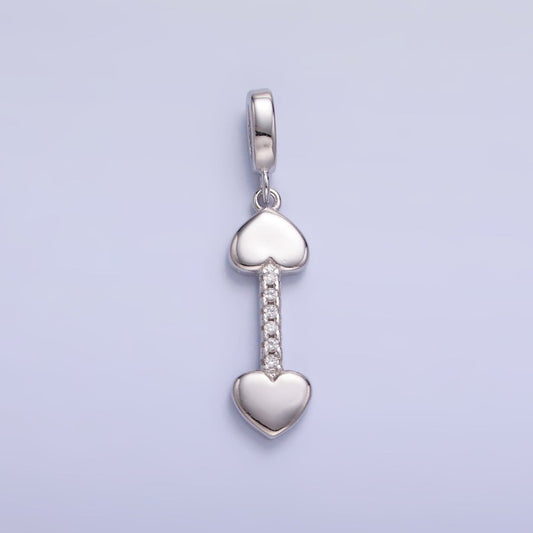 S925 Sterling Silver Micro Paved CZ Heart Arrow Pendant | SL-605