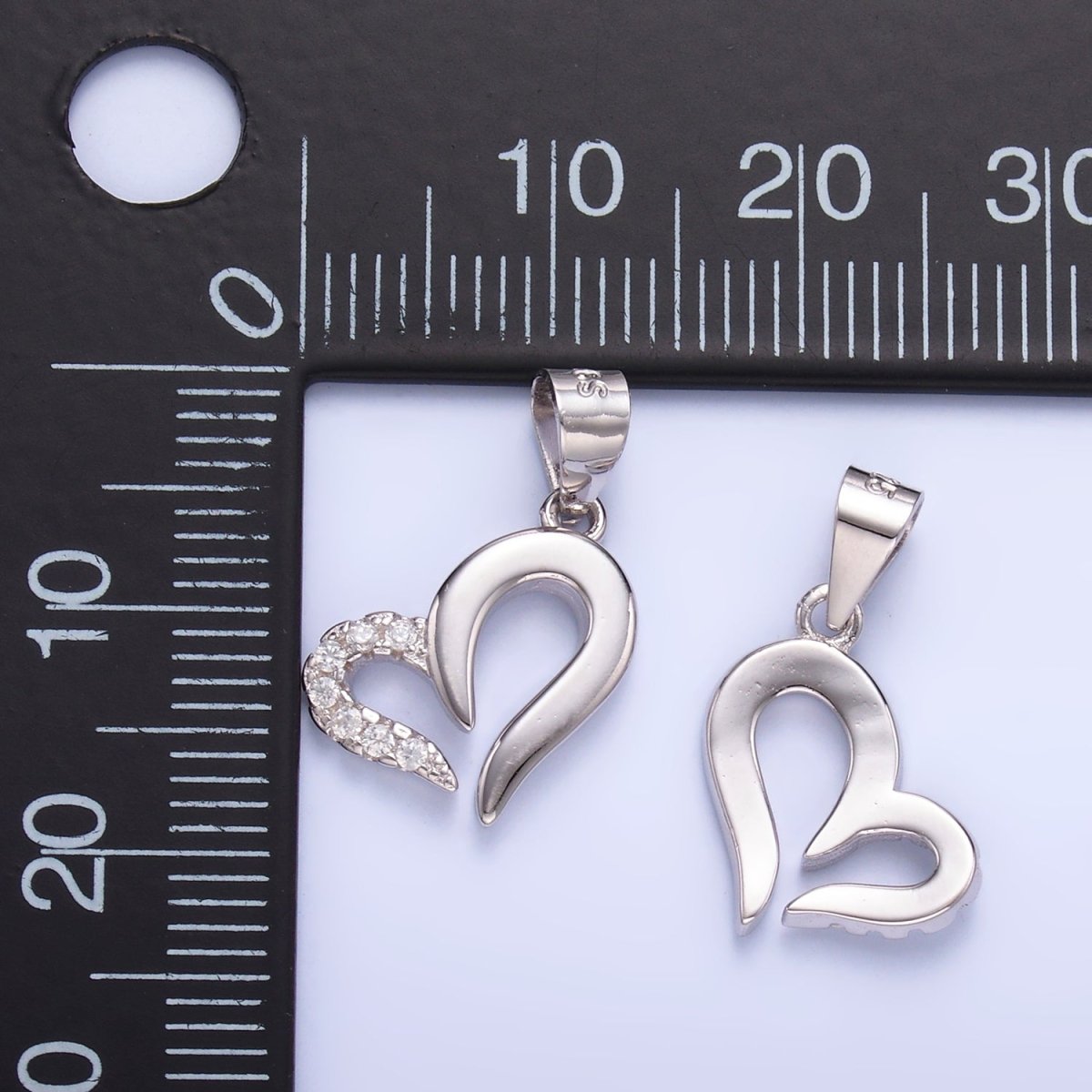 S925 Sterling Silver Micro Paved CZ Open Heart Pendant | SL-598