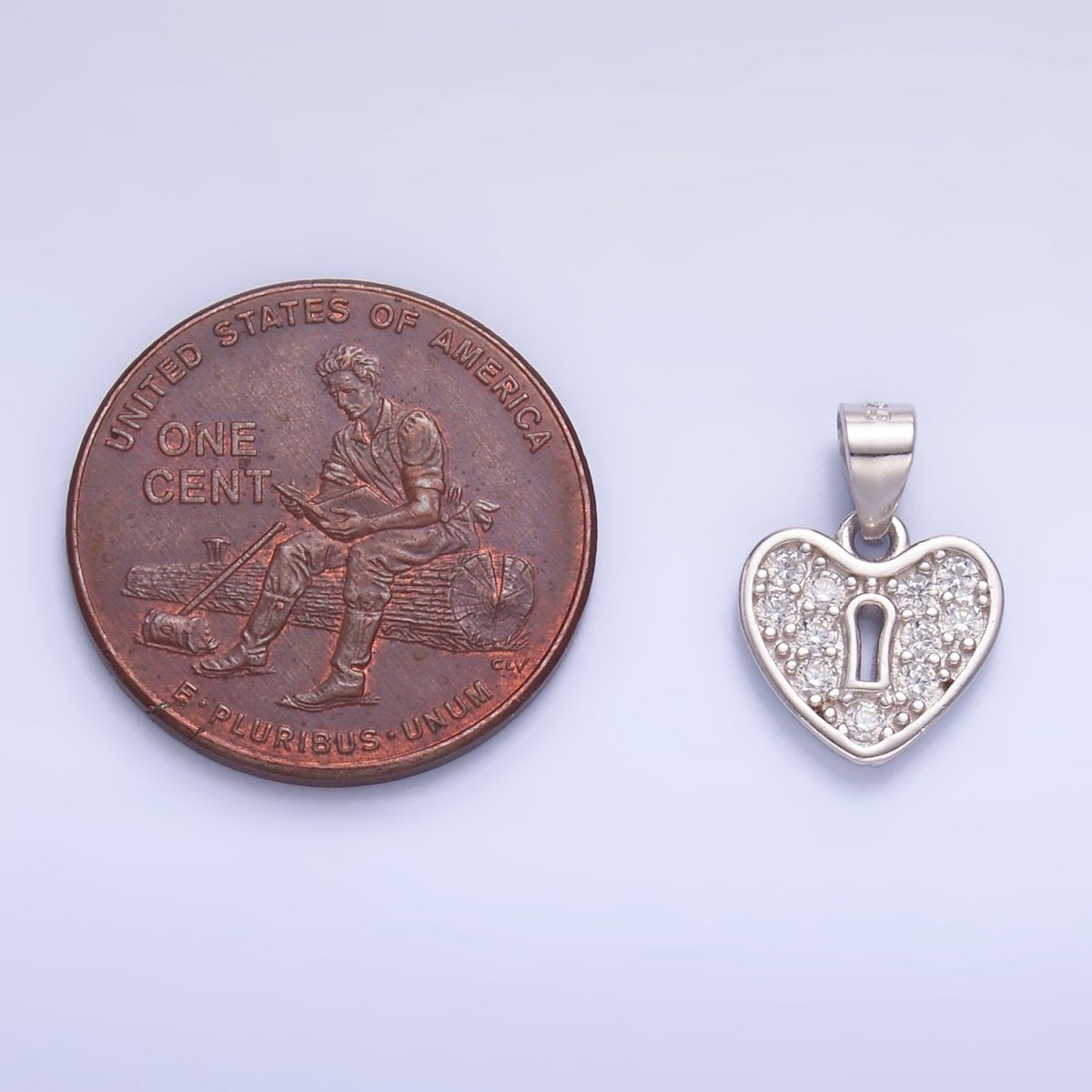 S925 Sterling Silver Micro Paved CZ Padlock Heart Pendant | SL-607