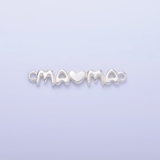 S925 Sterling Silver Mini "Mama" Heart Script Connector  | SL-635