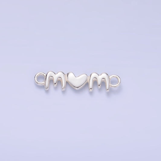 S925 Sterling Silver Mini "Mom" Word Charm Connector | SL-636