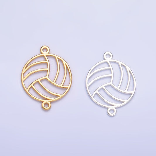 S925 Sterling Silver Minimalist Soccer Ball Sports Connector in Gold & Silver | SL-585