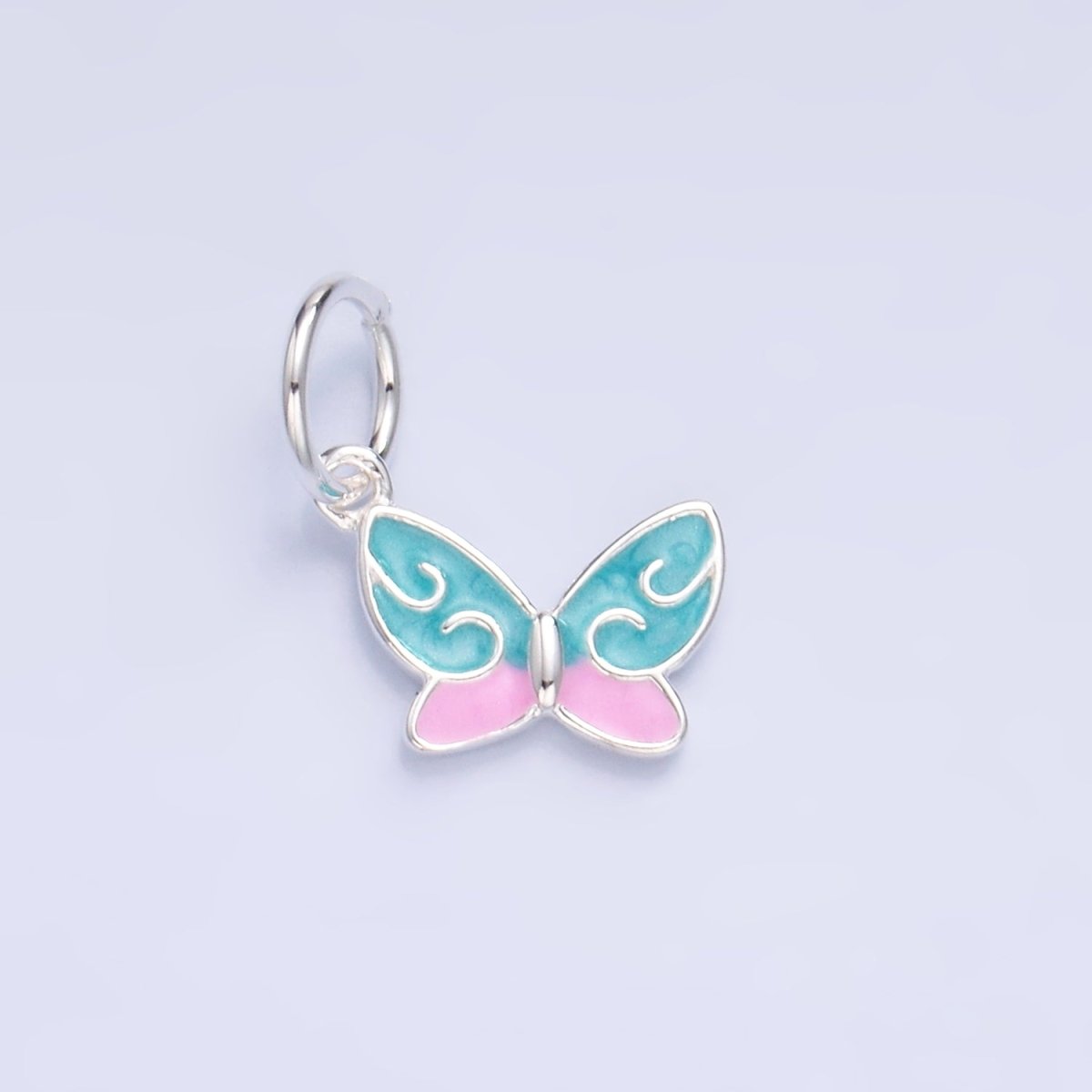 S925 Sterling Silver Multicolor Enamel Butterfly Charm | SL-527
