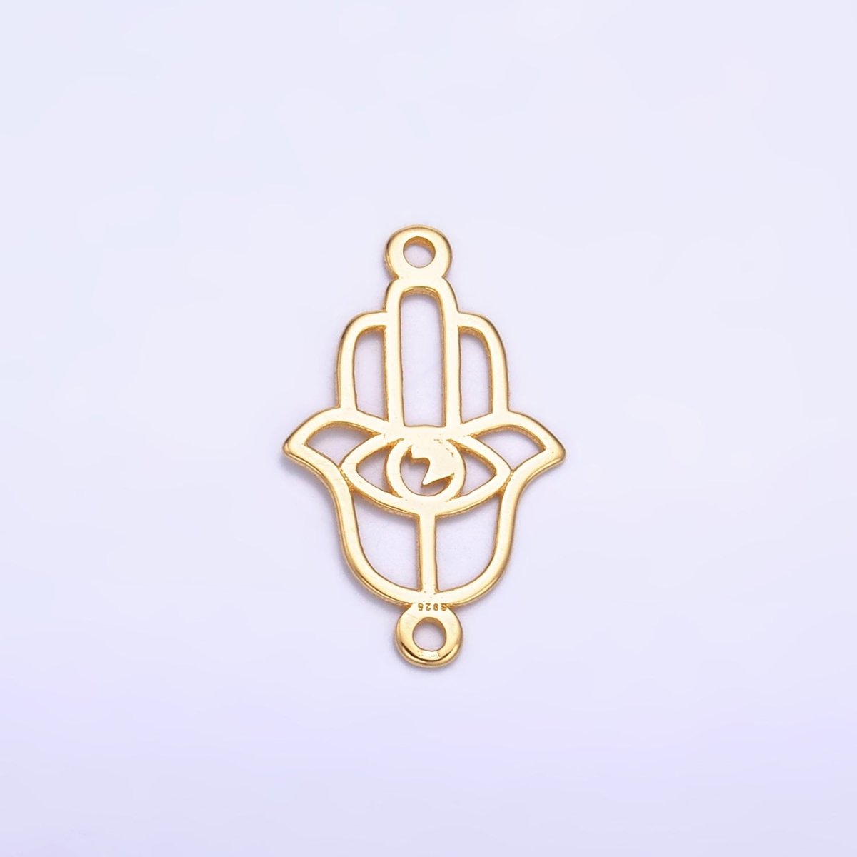 S925 Sterling Silver Open Evil Eye Hamsa Hand Connector in Gold & Silver | SL-620