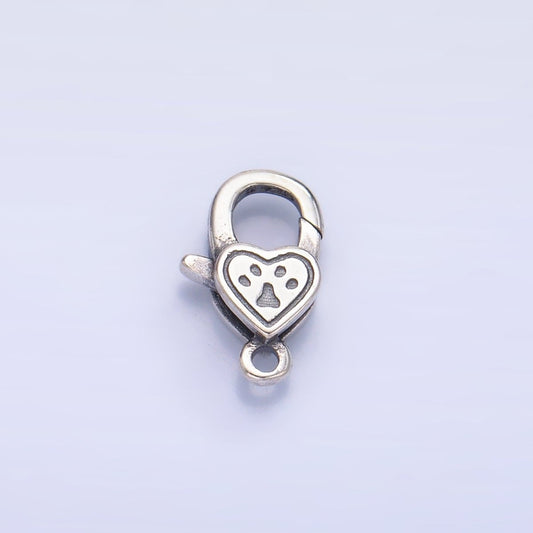 S925 Sterling Silver Paw Print Lobster Claw Clasps Closure Findings | SL-544