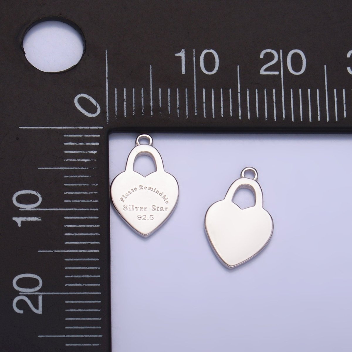 S925 Sterling Silver "Please Remind Me" Script Heart Padlock Charm | SL-578