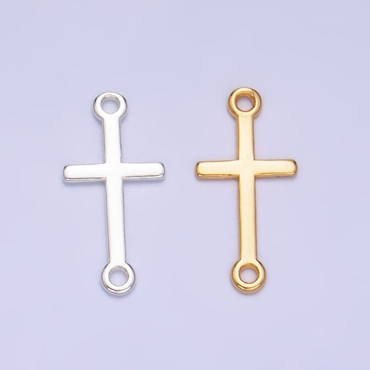 S925 Sterling Silver Sideway Cross Minimalist Connector in Gold & Silver | SL-589