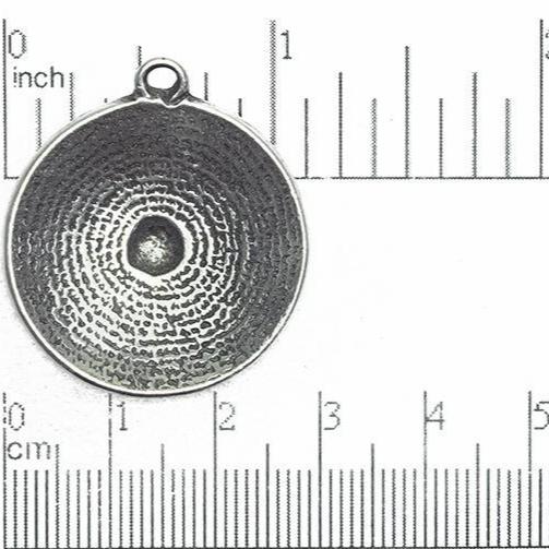29mm x 33mm Circular Script Sigil Pendant - Made of Pewter - Sold by the Piece - PEW108