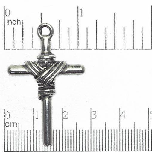27mm x 43mm Wrapped Cross Pendant - Made of Pewter - Sold by the Piece - Made in the USA - PEW138
