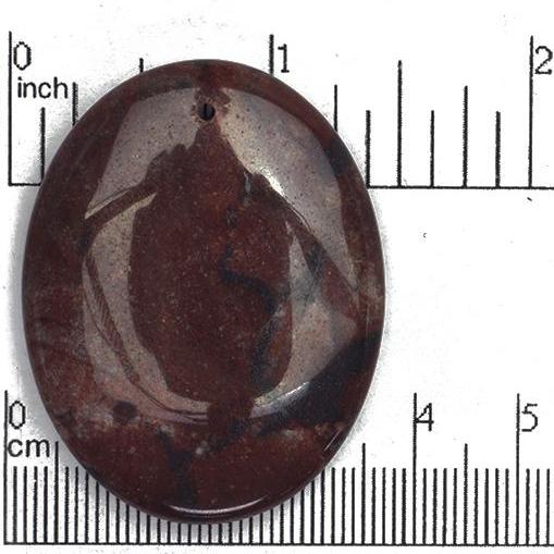 35mm x 45mm Sun Rock Jasper Oval Pendant - Drilled - Semi Precious Stone - SP680