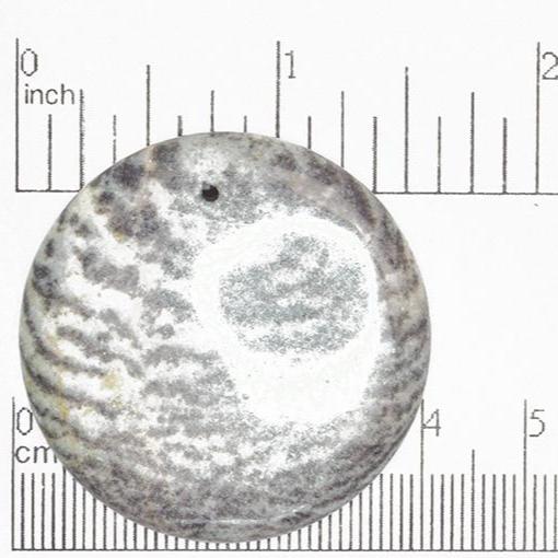 40mm Pink Zebra Jasper Puffy Disc Pendant - Drilled - Semi Precious Stone - SP666