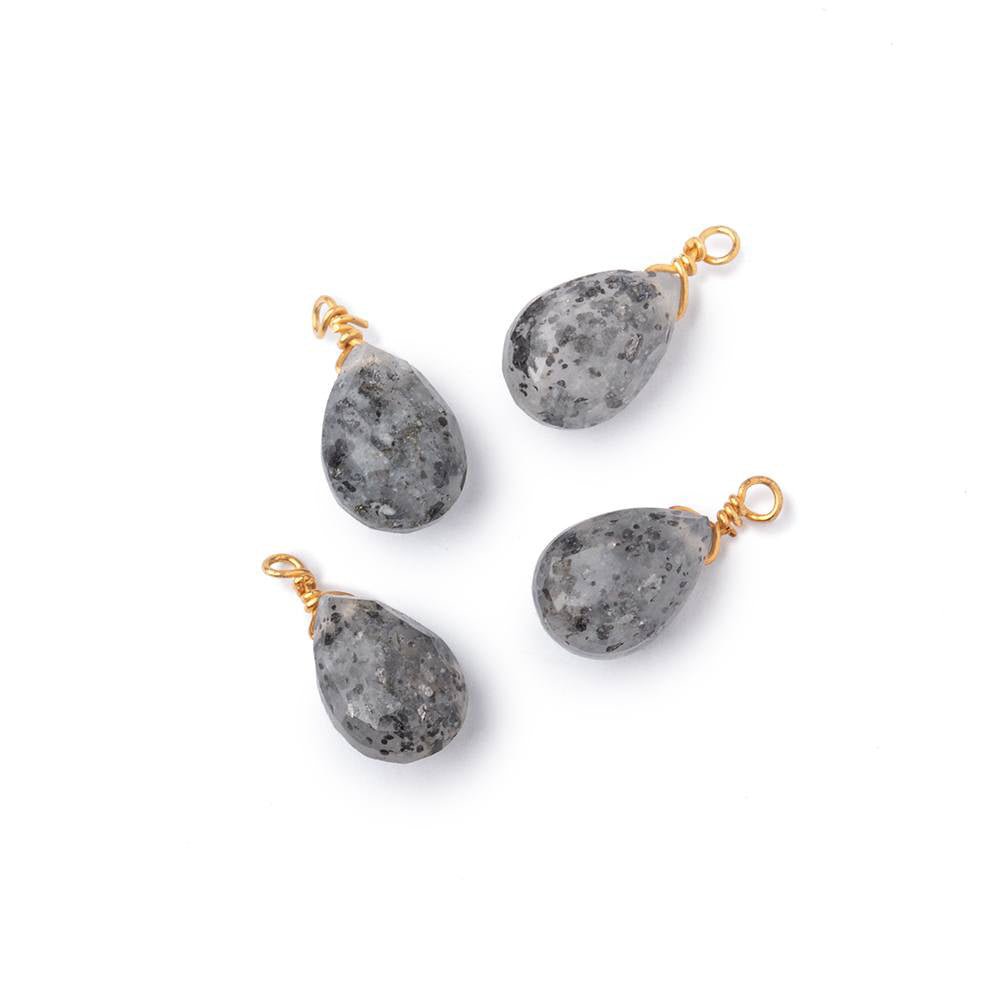 Set of 4 Vermeil Wire Wrapped 9x6mm Celestial Quartz Faceted Pear Focals