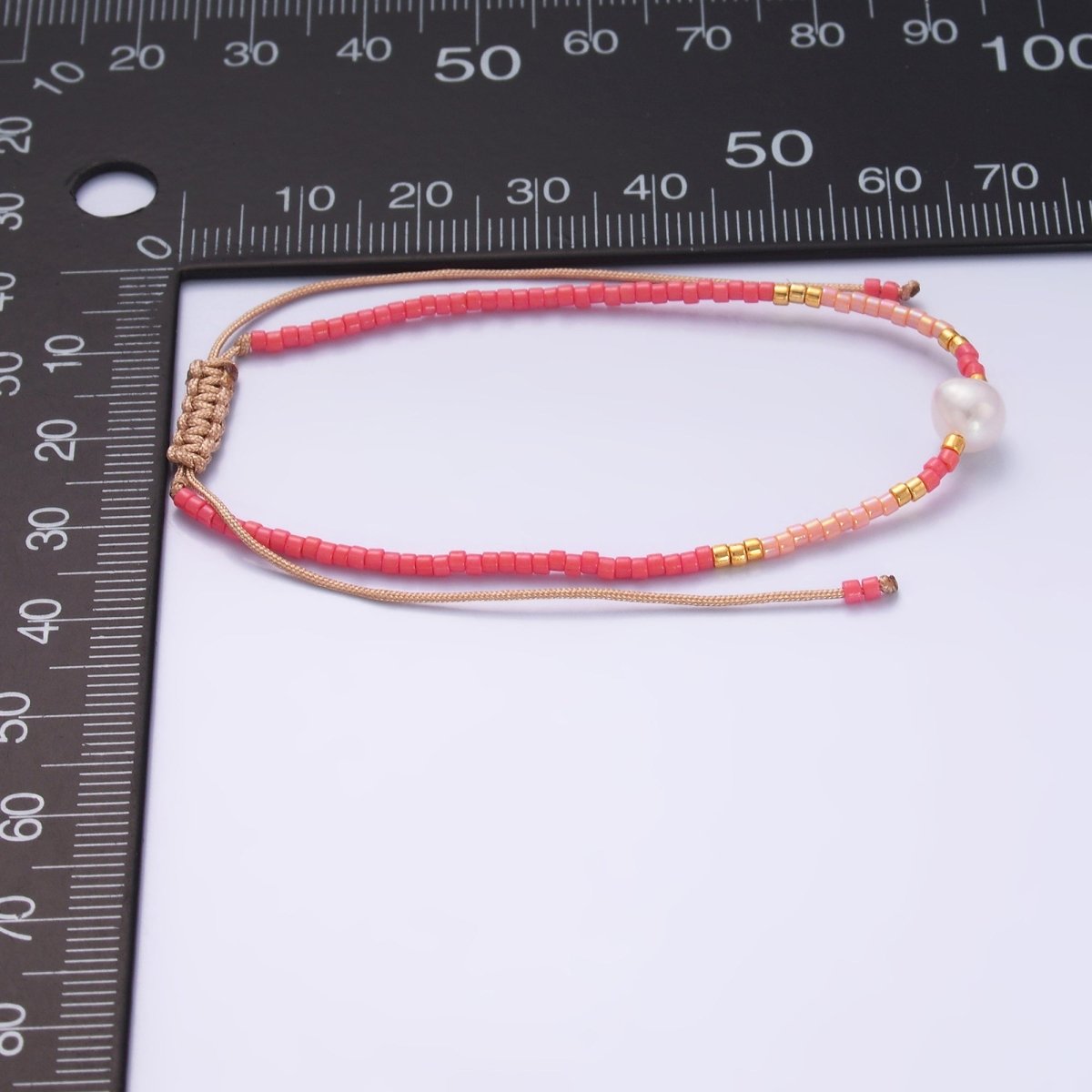 Shell Pearl Pink Gemstone Bead Coil Stretch Adjustable Bracelet | WA-2743
