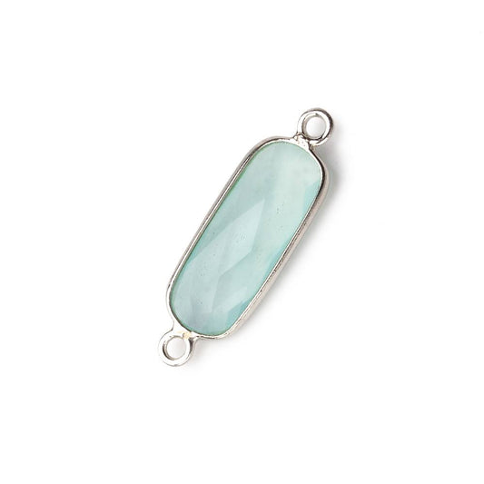 Silver .925 Bezeled Seafoam Green Chalcedony oval Connector  focal