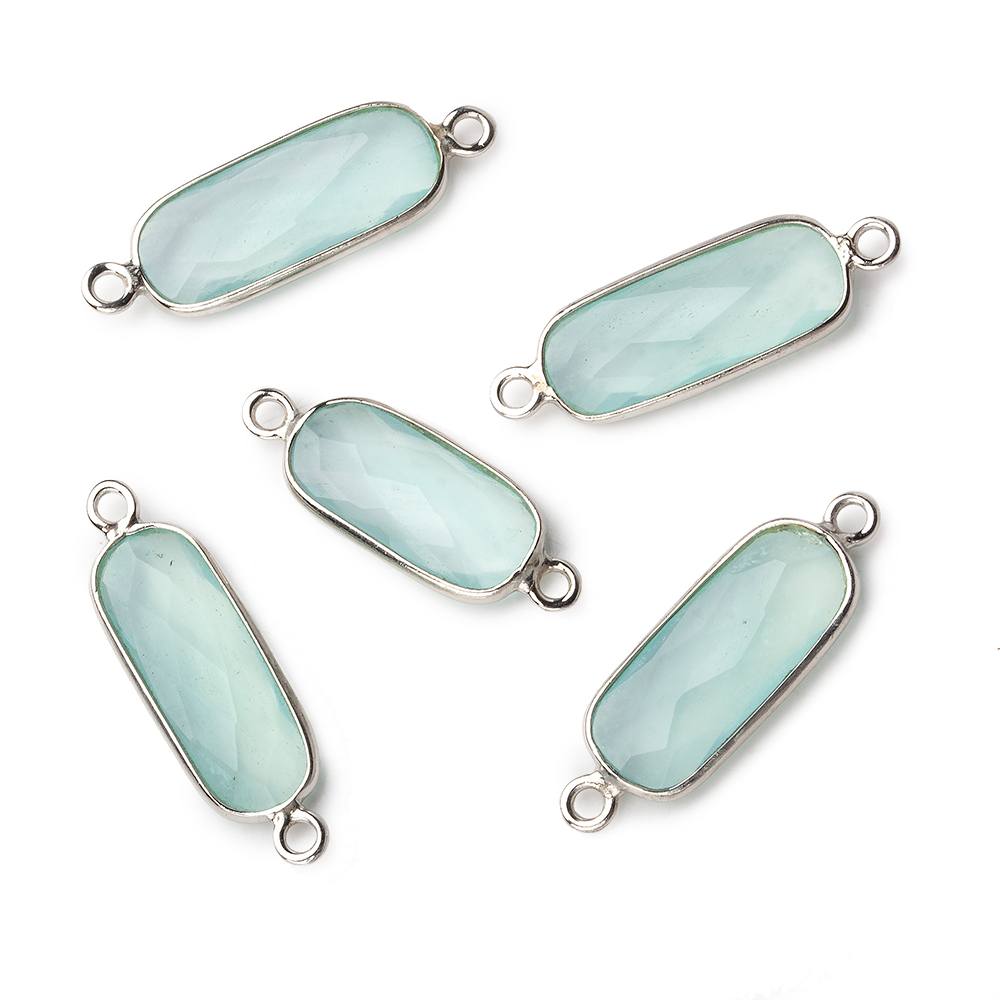 Silver .925 Bezeled Seafoam Green Chalcedony oval Connector  focal