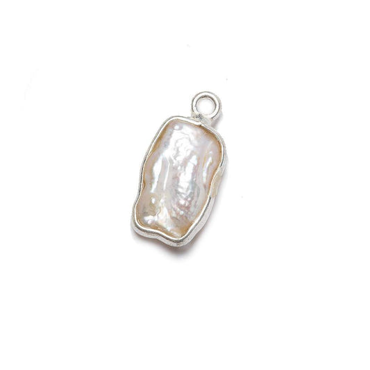 Silver Bezel White Keshi Freshwater Pearl Pendant 17x9mm average
