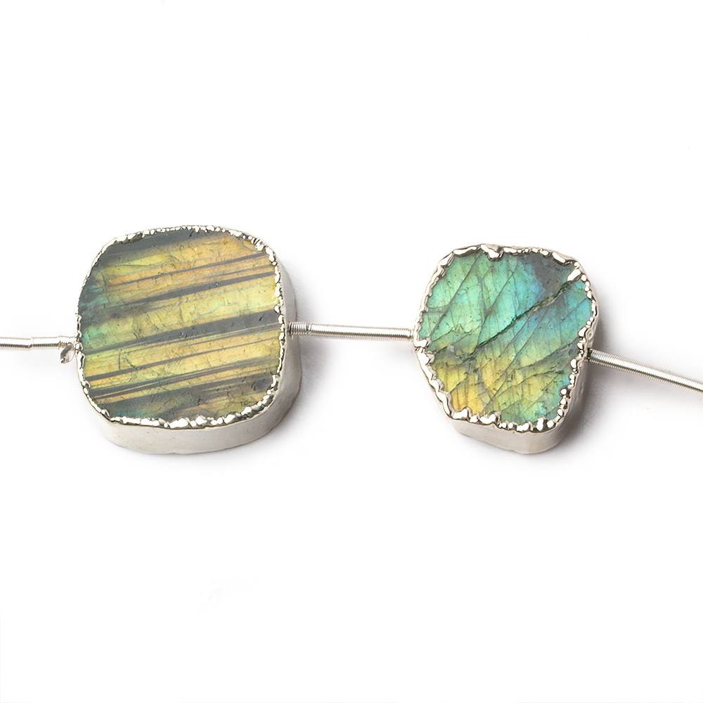 Silver Leafed Labradorite plain slice strand 7 beads 11x10-17x17mm