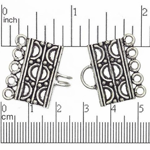 Silver Polish over Solid Copper 5-Hole Buckle Clasp Bali Style Clasp sold by the Piece - CL/CS911