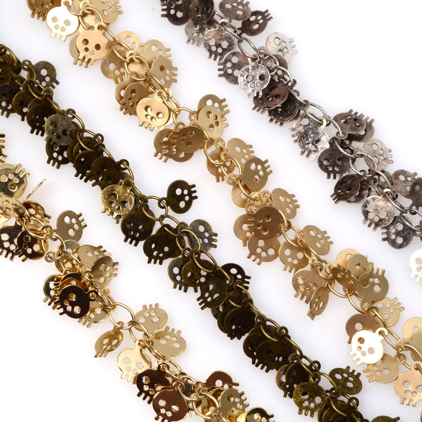 6mm Halloween Dangling Skull Chain - Made of Brass - Sold by the Foot - Ch-908