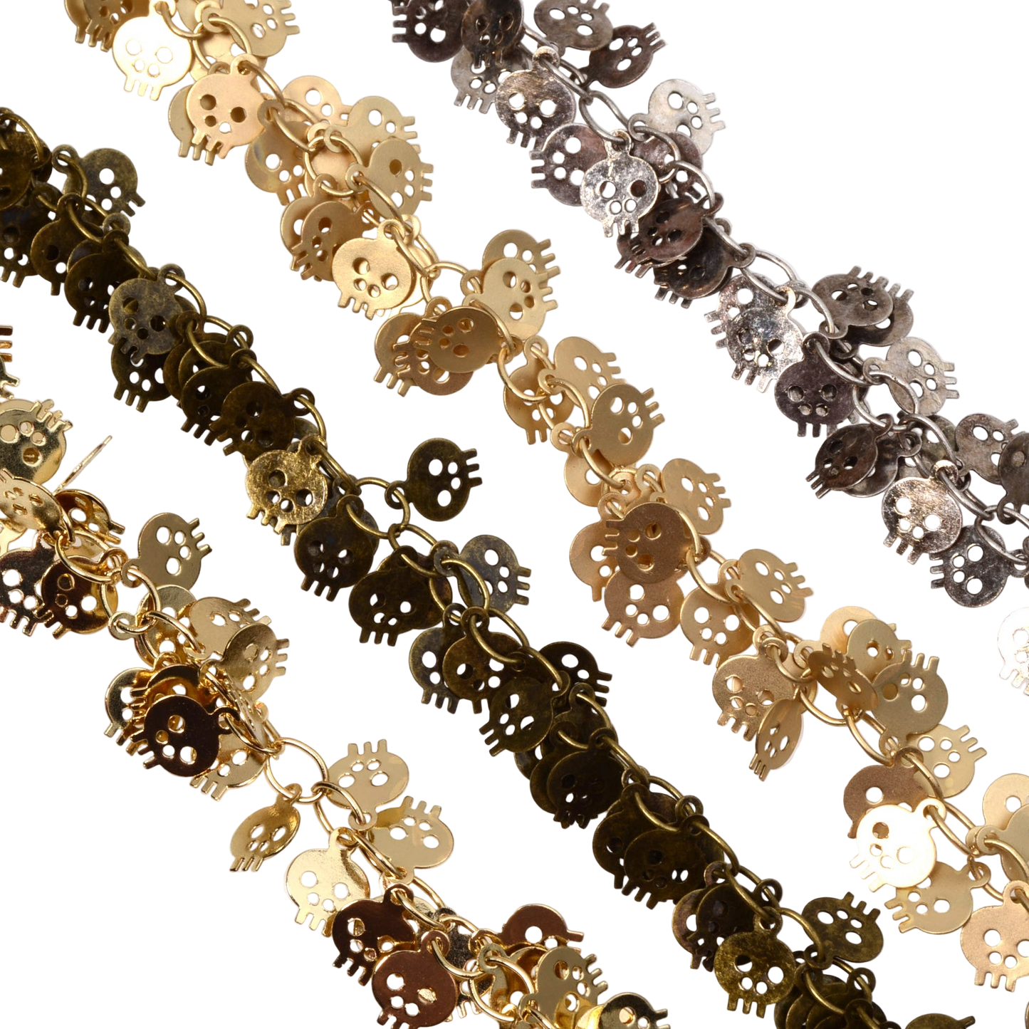 6mm Halloween Dangling Skull Chain - Made of Brass - Sold by the Foot - Ch-908